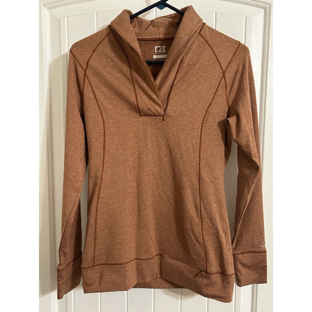 Cutter & Buck Women's Quarter Zip Long Sleeve Pullover XS Orange‎ CB DryTec